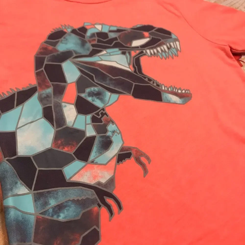 Neon Coral Dinosaur Tee